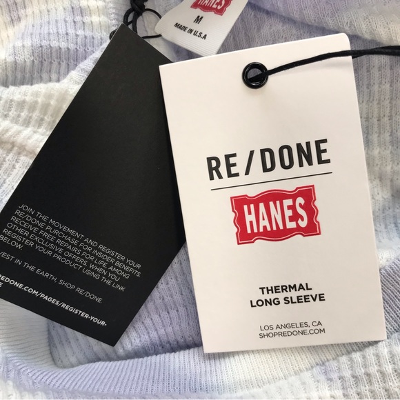 RE/DONE Hanes Lilac Drop Thermal Long Sleeve - Picture 5 of 8